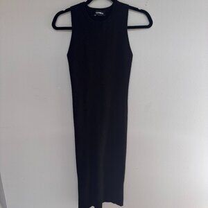 Express Black Ribbed Sleeveless Midi Dress Minimalist Bodycon